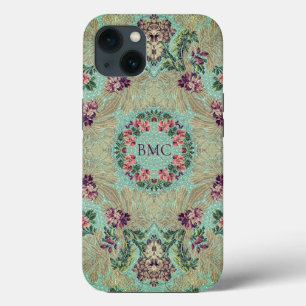 Aqua Paarse Floral Remix met Initialen Case-Mate iPhone Case