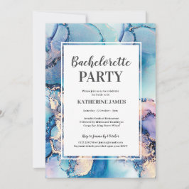 Aqua Paarse Gouden Bachelorette Uitnodiging