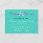 Aqua Paarse Insert Receptie & Accommodatie Kaarten (Achterkant)