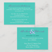 Aqua Paarse Insert Receptie & Accommodatie Kaarten (Voorkant / Achterkant)