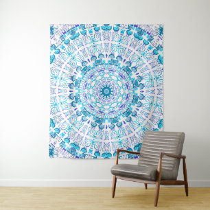 Aqua Paarse Kaleidoscoop Spotlight Tapijt Wandkleed