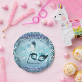 Aqua & Paarse Masquerade Masker Elegant Ball Party Papieren Bordje (Feest)