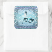 Aqua & Paarse Masquerade Masker Elegant Ball Party Vierkante Sticker (Tas)