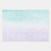 Aqua Paarse Ombre Waterverf Leopard Print Inpakpapier Vel (Voorkant)