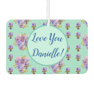 Aqua Paarse Pansy bloemenwagen Luchtverfrisser