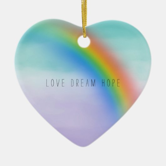Aqua Paarse Rainbow Inspirerend Love Dream Hope Keramisch Ornament (Voorkant)