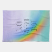Aqua Paarse Rainbow Inspirerend Love Dream Hope Theedoek (Horizontaal)
