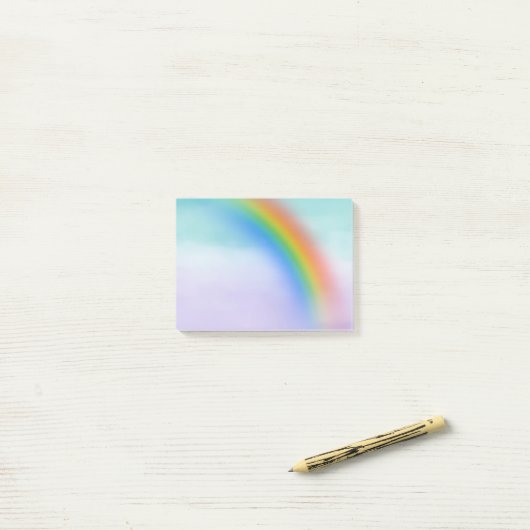Aqua Paarse Rainbow Ombre Waterverf Post-it® Notes (Op bureau)