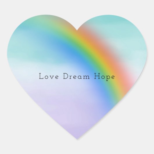 Aqua Paarse Regenboog Inspirerend ombre waterverf Hart Sticker (Voorkant)