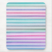 Aqua Paarse Soft Stripes Waterverf Patroon Muismat (Voorkant)