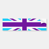 Aqua Paarse Union Jack Bumpersticker (Voorkant)