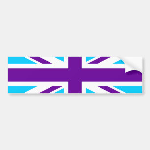 Aqua Paarse Union Jack Bumpersticker