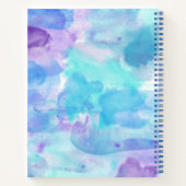 Aqua Paarse Waterverf Naam toevoegen Notitieboek (Achterkant)