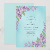 Aqua Paarse Wisteria Bruiloft Kaart (Voorkant / Achterkant)