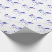 Aqua Paarse Witte Eenhoorn Cadeaupapier (Hoek)