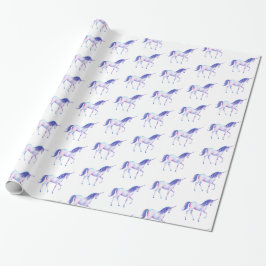 Aqua Paarse Witte Eenhoorn Cadeaupapier