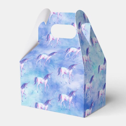 Aqua Paarse witte eenhoorns Bedankdoosjes (Achterkant)