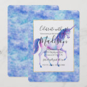 Aqua Paarse witte eenhoorns Verjaardag Kaart (Voorkant / Achterkant)