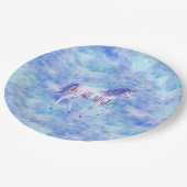 Aqua Paarse witte eenhoorns Verjaardag Papieren Bordje (Gekanteld)