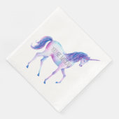 Aqua Paarse Witte Eenhoorns Verjaardag Servet (Hoek)