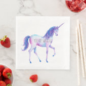 Aqua Paarse Witte Eenhoorns Verjaardag Servet (Insitu)