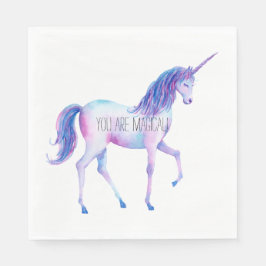 Aqua Paarse Witte Eenhoorns Verjaardag Servet