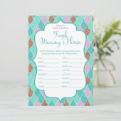 Aqua Paarse Zeemeermin Baby shower Game Uitnodigin Kaart (Staand voorkant)