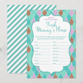 Aqua Paarse Zeemeermin Baby shower Game Uitnodigin Kaart (Voorkant / Achterkant)
