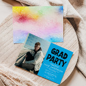 Aqua Paint Foto Afstudeerfeest Uitnodiging