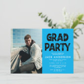 Aqua Paint Foto Afstudeerfeest Uitnodiging (Staand voorkant)