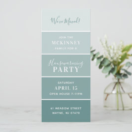 Aqua Paint Swatch Kaart Housewarming Party Invite