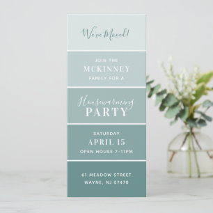 Aqua Paint Swatch Kaart Housewarming Party Invite