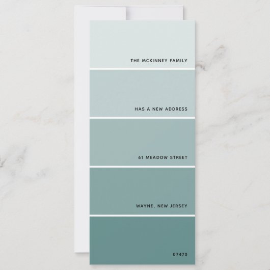 Aqua Paint Swatch Nieuwe adresaankondiging Kaart (Voorkant)