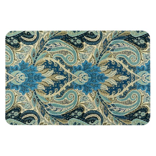 Aqua Paisley Fine  Floral Pattern Magneet (Horizontaal)