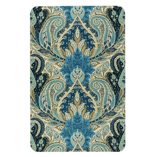 Aqua Paisley Fine  Floral Pattern Magneet (Verticaal)