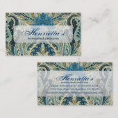 Aqua Paisley Fine Floral Pattern Visitekaartje (Voorkant / Achterkant)