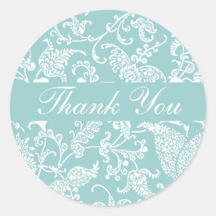 Aqua Paisley Hartelijk dank Ronde Sticker