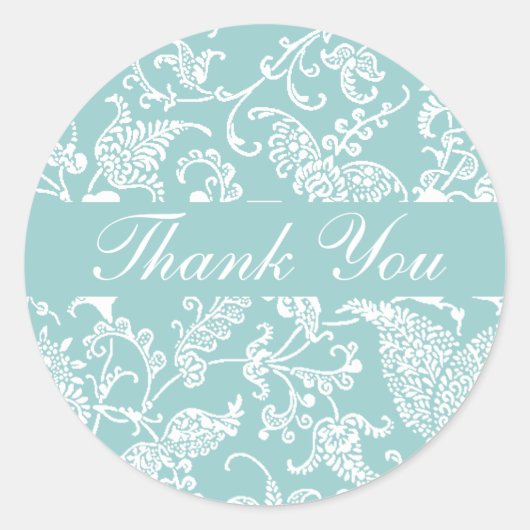 Aqua Paisley Hartelijk dank Ronde Sticker (Voorkant)