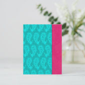 Aqua Paisley Pauw Indian Huwelijk RSVP (Staand voorkant)