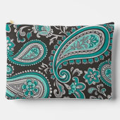 Aqua Paisley Print Cosmetische Tas (Voorkant)