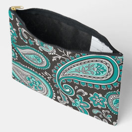Aqua Paisley Print Cosmetische Tas