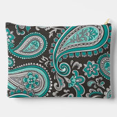 Aqua Paisley Print Cosmetische Tas (Achterkant)