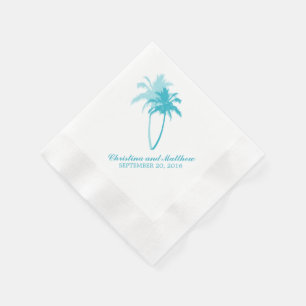 Aqua Palm Trees Beach Wedding Servetten