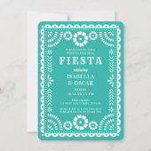  Aqua Papel Picado Wedding Rehearsal Dinner Kaart (Voorkant)