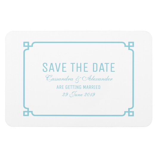 Aqua Paradise Deco Chic Save the Date Magneet (Horizontaal)