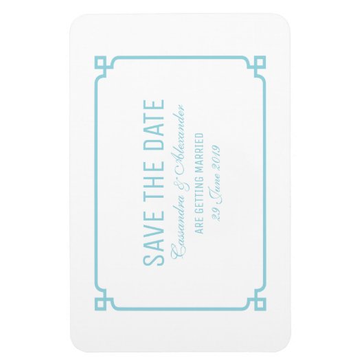 Aqua Paradise Deco Chic Save the Date Magneet (Verticaal)