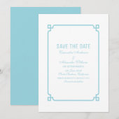 Aqua Paradise Deco Chic Save the Date Uitnodiging (Voorkant / Achterkant)