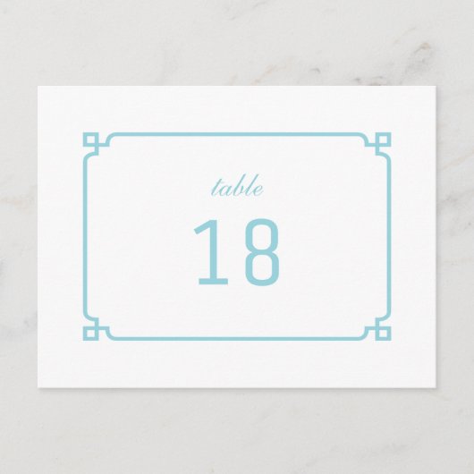 Aqua Paradise Deco Chic Table Number Briefkaart (Voorkant)