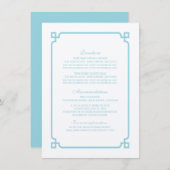 Aqua Paradise Deco Chic Wedding Info Kaart (Voorkant / Achterkant)