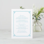 Aqua Paradise Deco Chic Wedding Info Kaart (Staand voorkant)
